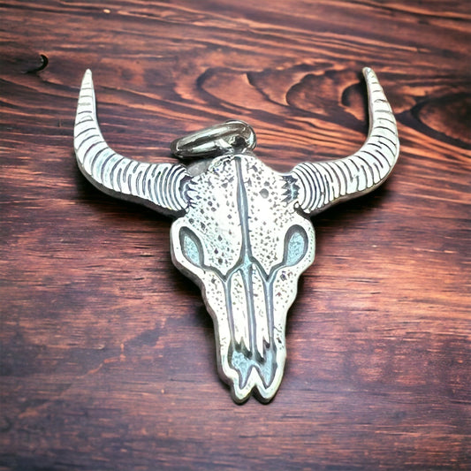 Sterling cow skull charm/pendant