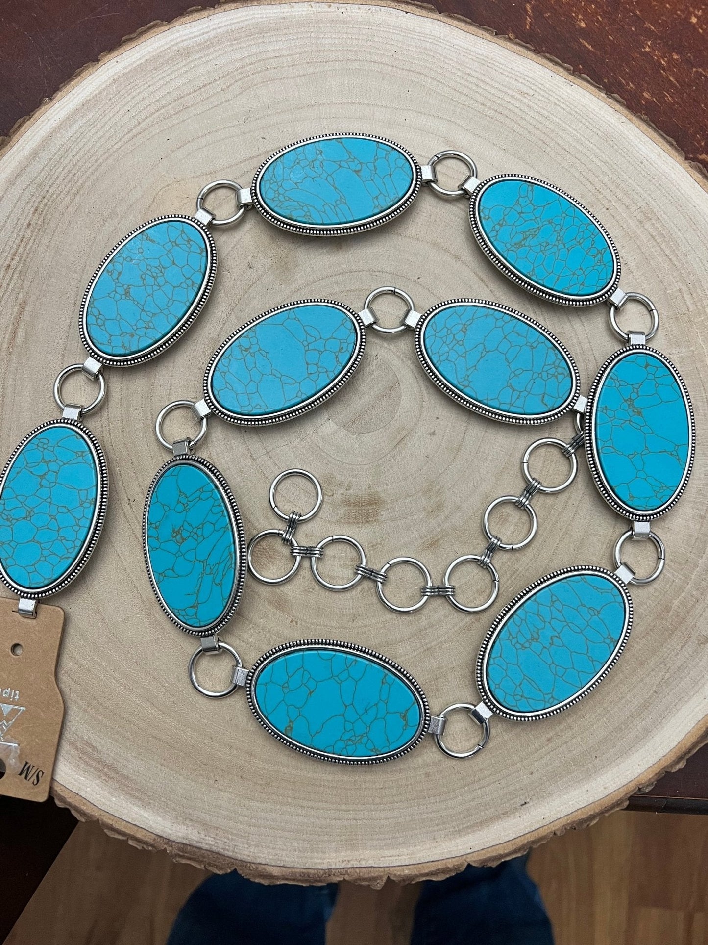 Turquoise Lynx Western Concho Belt - Small/Medium or Medium/Large