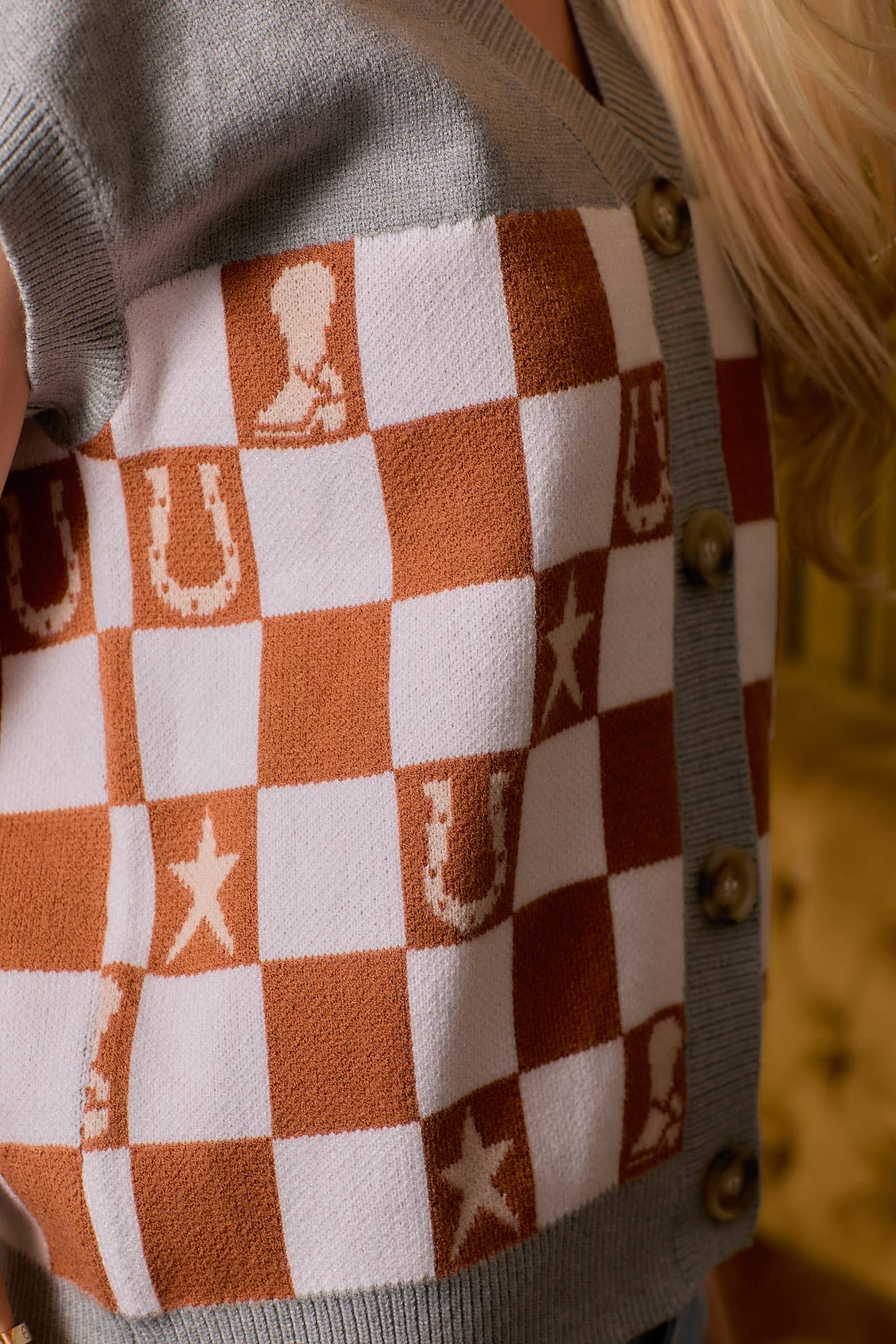Western Checkered Sweater Vest