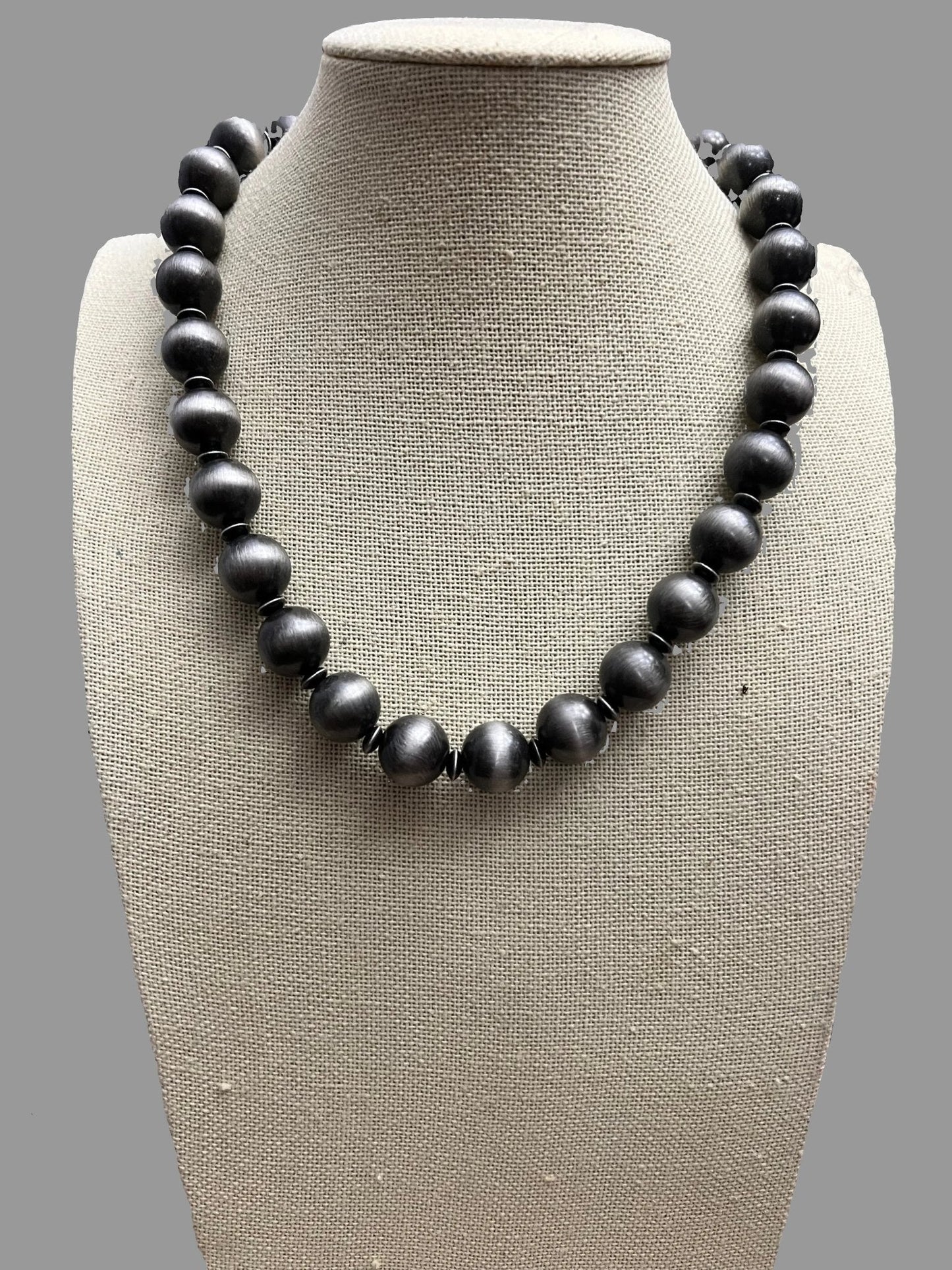 Western Faux 12mm Sterling Pearl with Saucers Necklace - 18 Inch