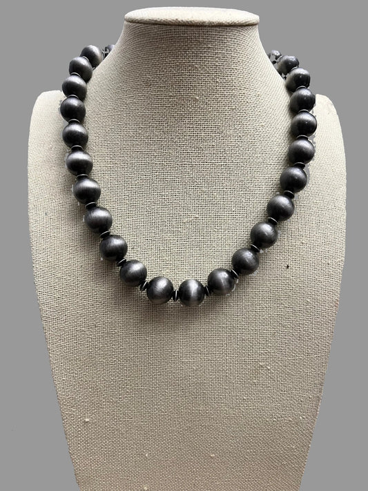 Western Faux 12mm Sterling Pearl with Saucers Necklace - 18 Inch
