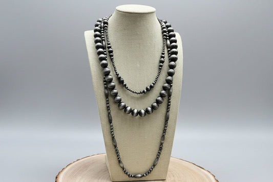 Western Faux Sterling Pearl Necklace Set - 18, 22 and 26 inch set