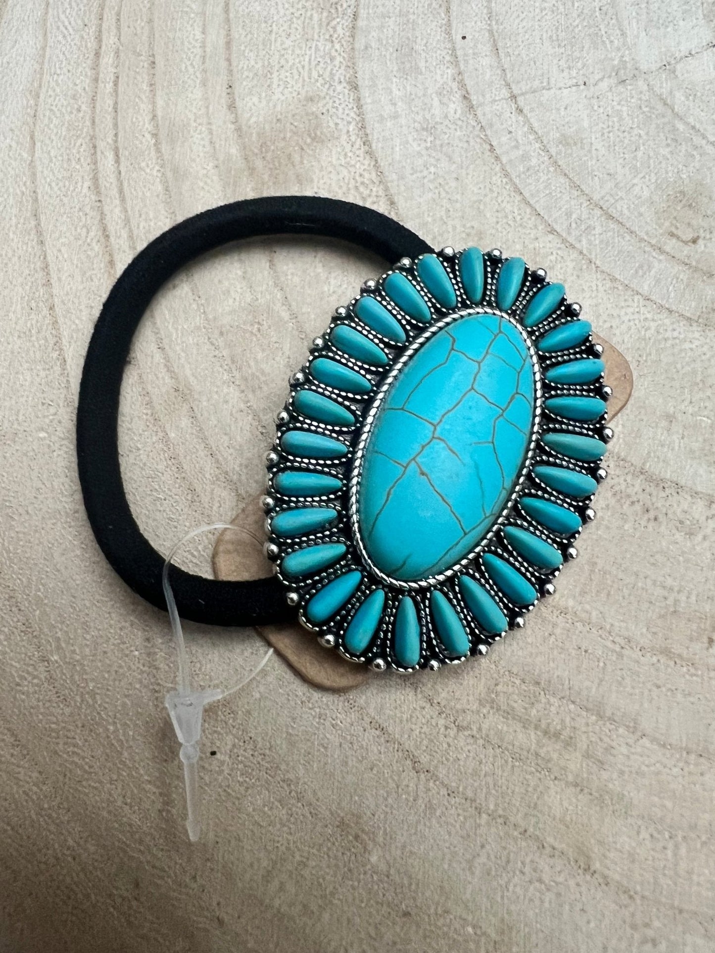 Western Faux Turquoise Cluster Hair Tie