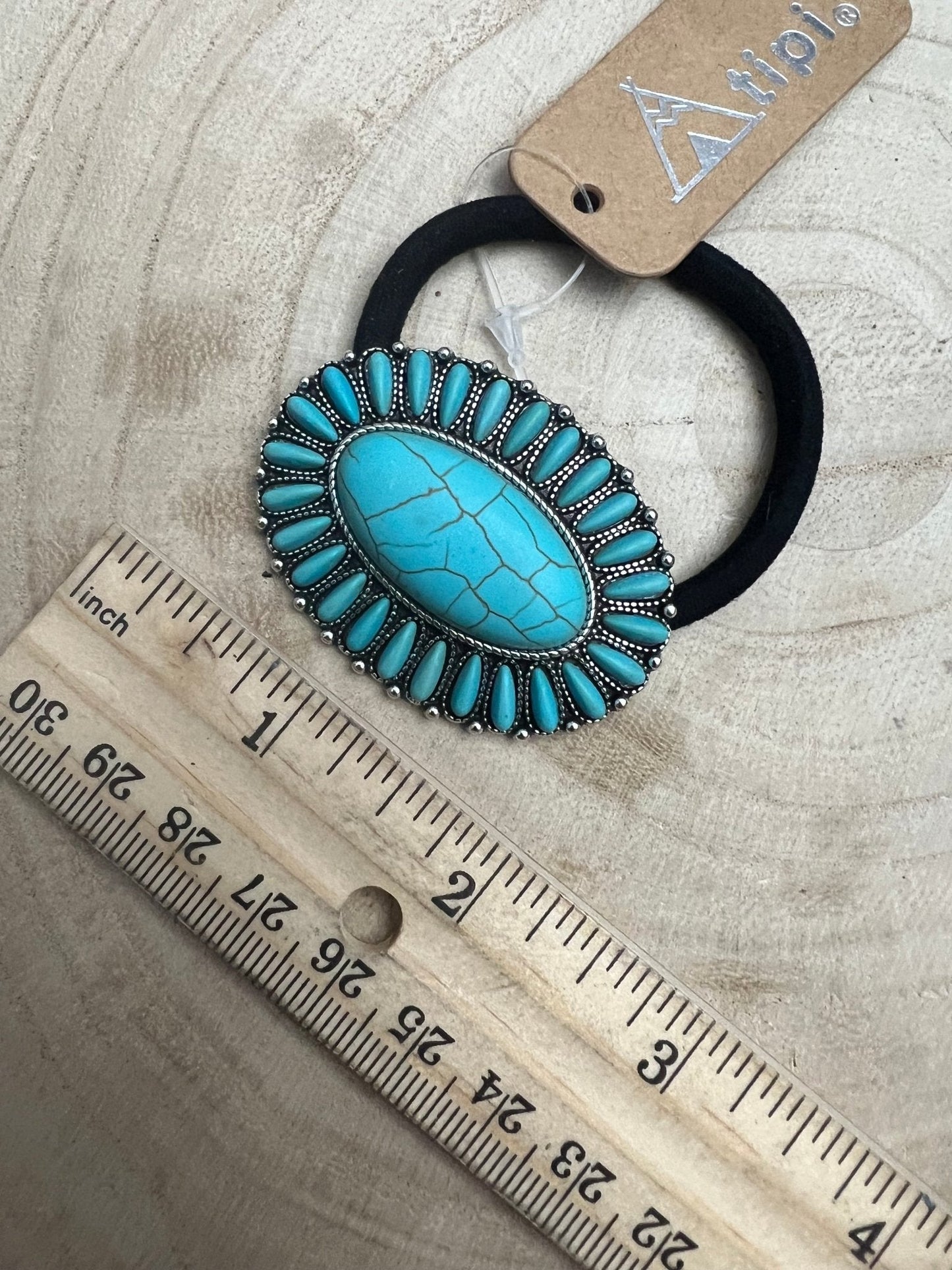 Western Faux Turquoise Cluster Hair Tie