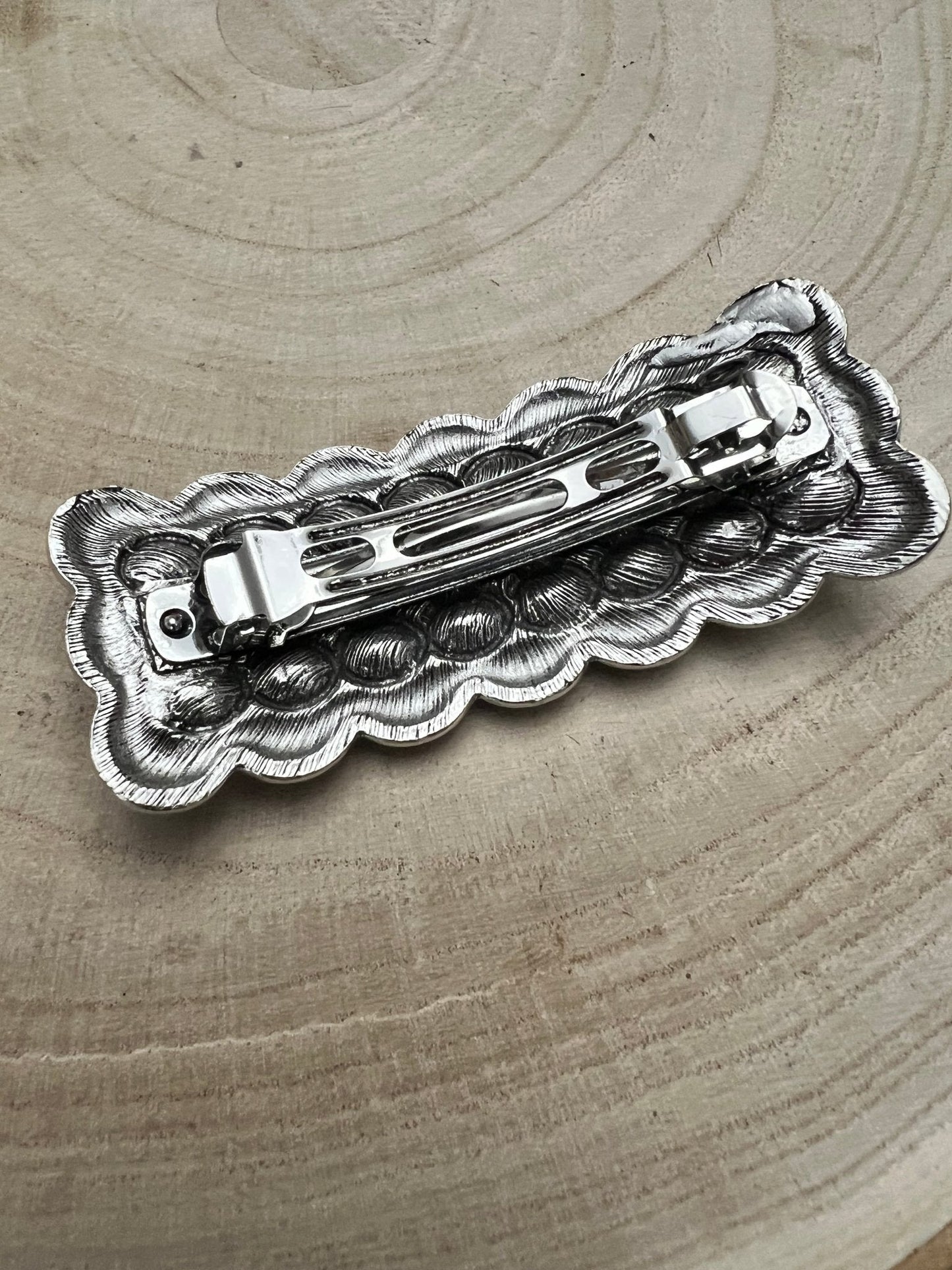 Western Faux Turquoise Cluster Metal Hair Barrette